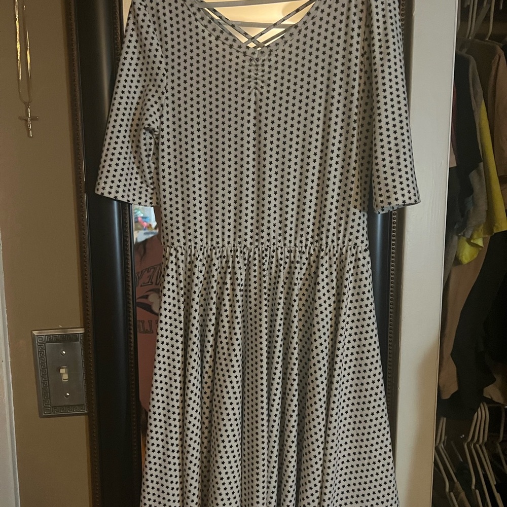Dot Dot Smile off white with black stars dress